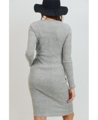 Maternity Ribbed Knit Long Sleeve Dress