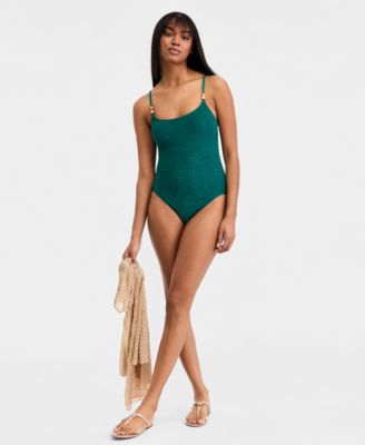 Women's Scoop Neck Texture One-Piece Swimsuit