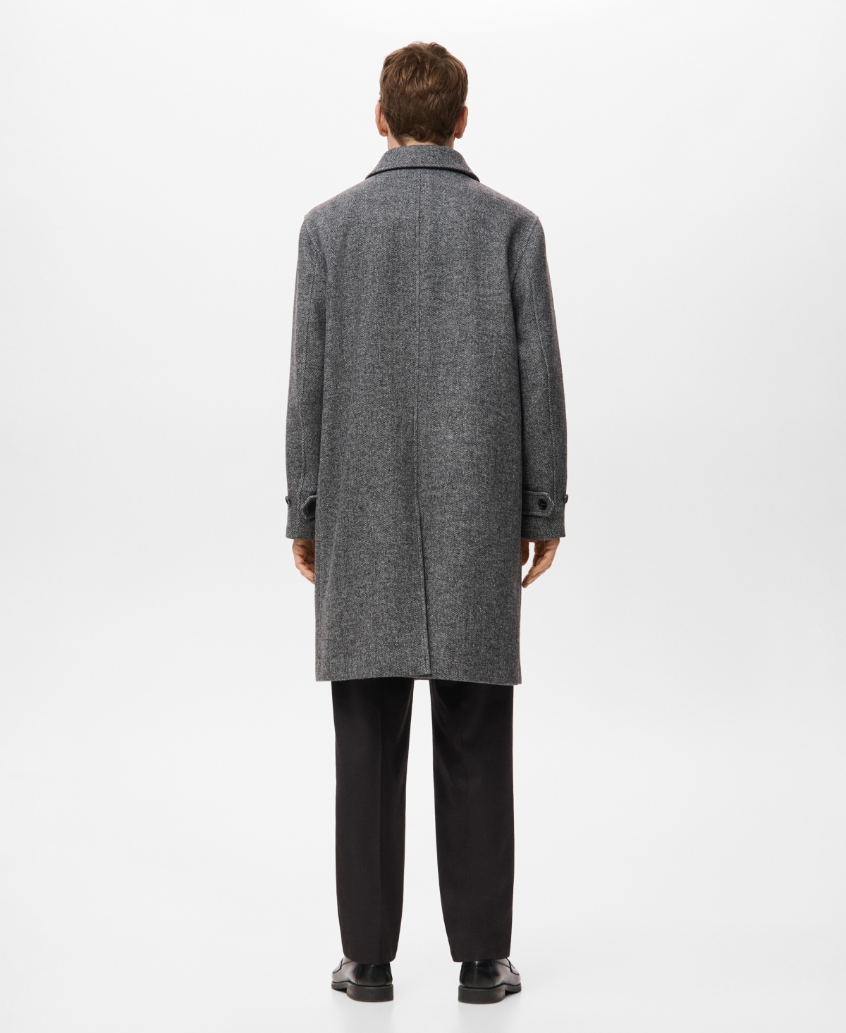 Mango Men's Herringbone Wool-Blend Coat