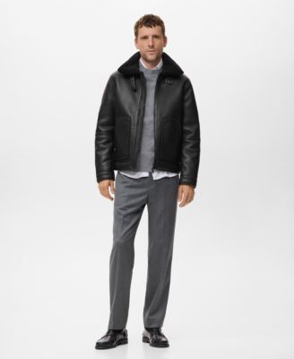 Men's Faux-Leather Fleece Jacket