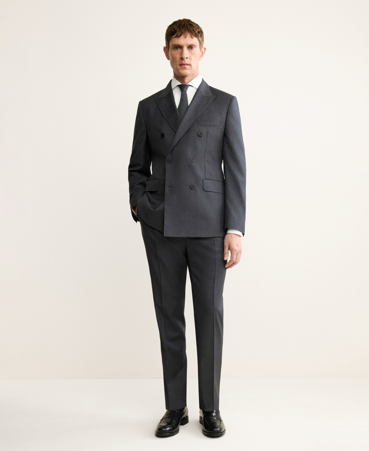 Mango Men's Wool Flannel Double-Breasted Jacket