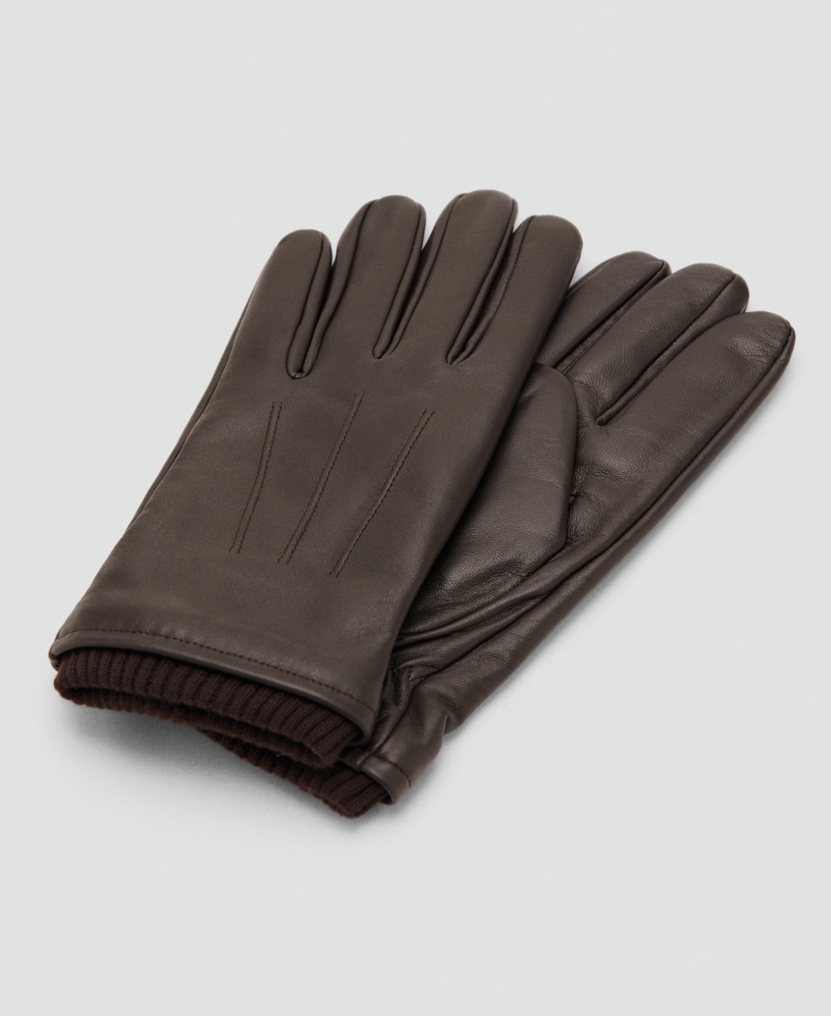 Mango Men's Ruffled Detail Leather Gloves