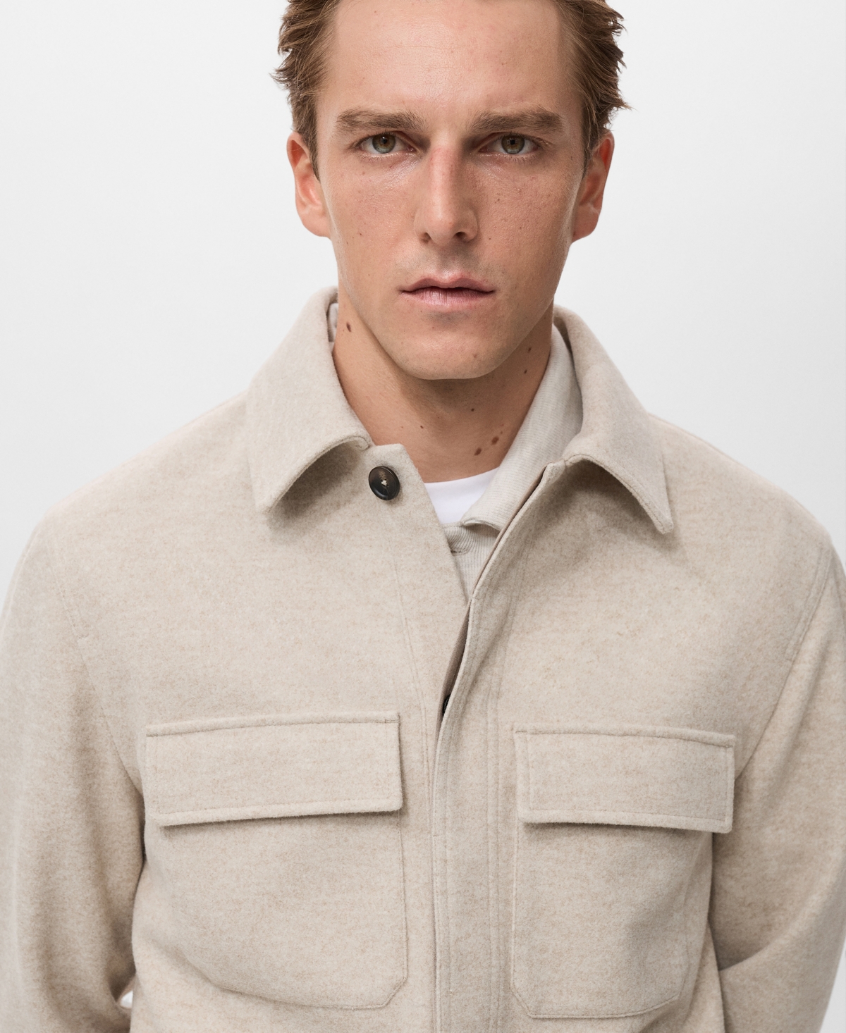 Mango Men's Pockets Flannel Overshirt