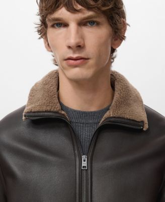 Men's Faux-Leather Fleece Jacket