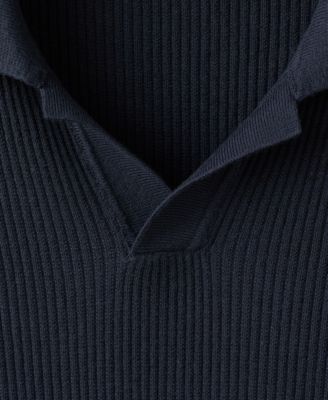 Men's Cotton-Blend Ribbed Polo Sweater