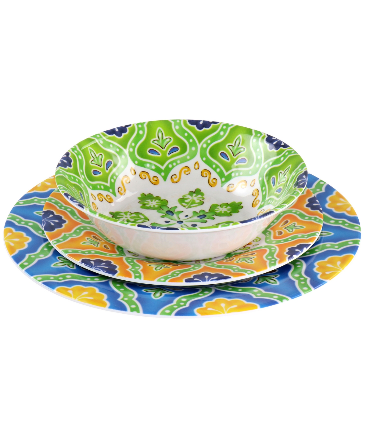 Elama Melamine Stapanya 12-Pc. Dinnerware Set, Service For 4