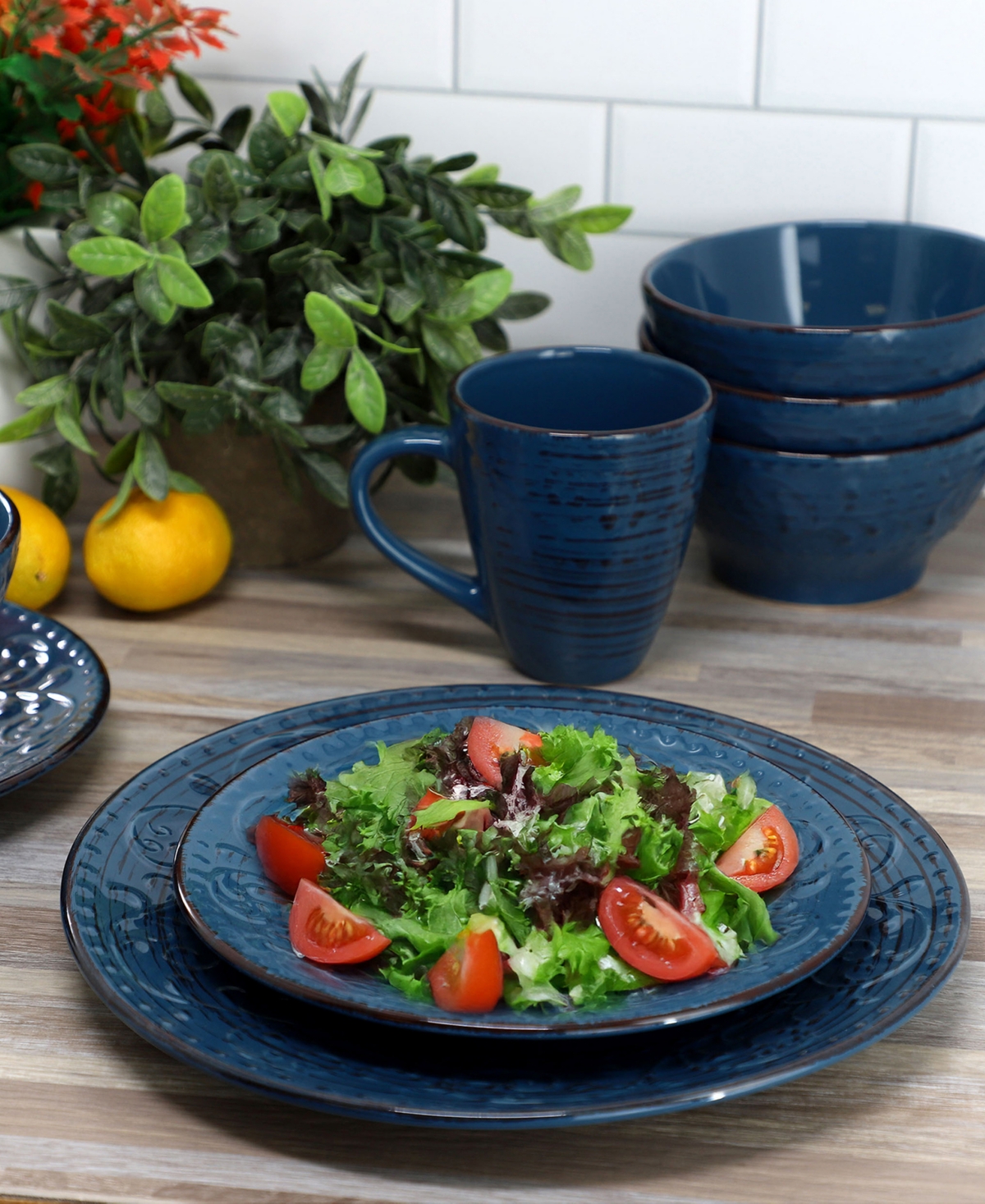 Elama Malibu 16-Pc. Dinnerware Set, Service For 4