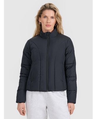 Women's down jacket with synthetic filling - black