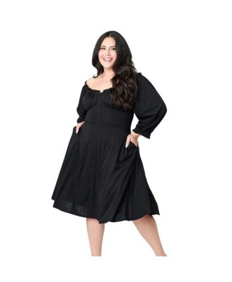Plus Size Peasant Sleeve Swing Dress