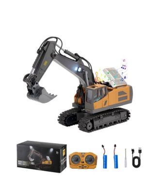 Remote Control Excavator Toy, 11 Channel, 1:20 Scale Remote Control Digger Toy, RC Excavator with Lights & Sound