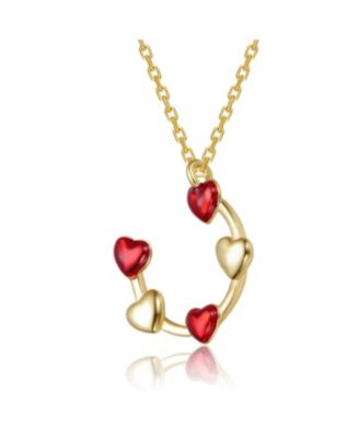 14K Gold Plated with Graceful Heart Charms Radiant Pendant Necklace For Kids