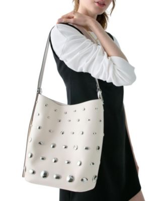 Halo Medium Studded Leather Bucket Bag