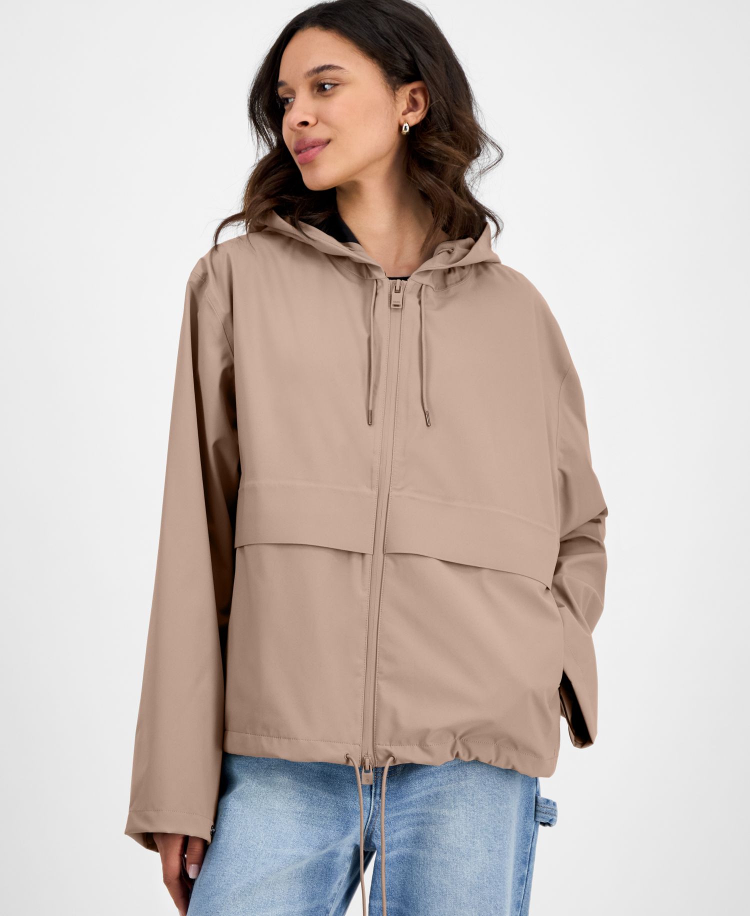 Women's Zip-Front Hooded Drawstring Jacket