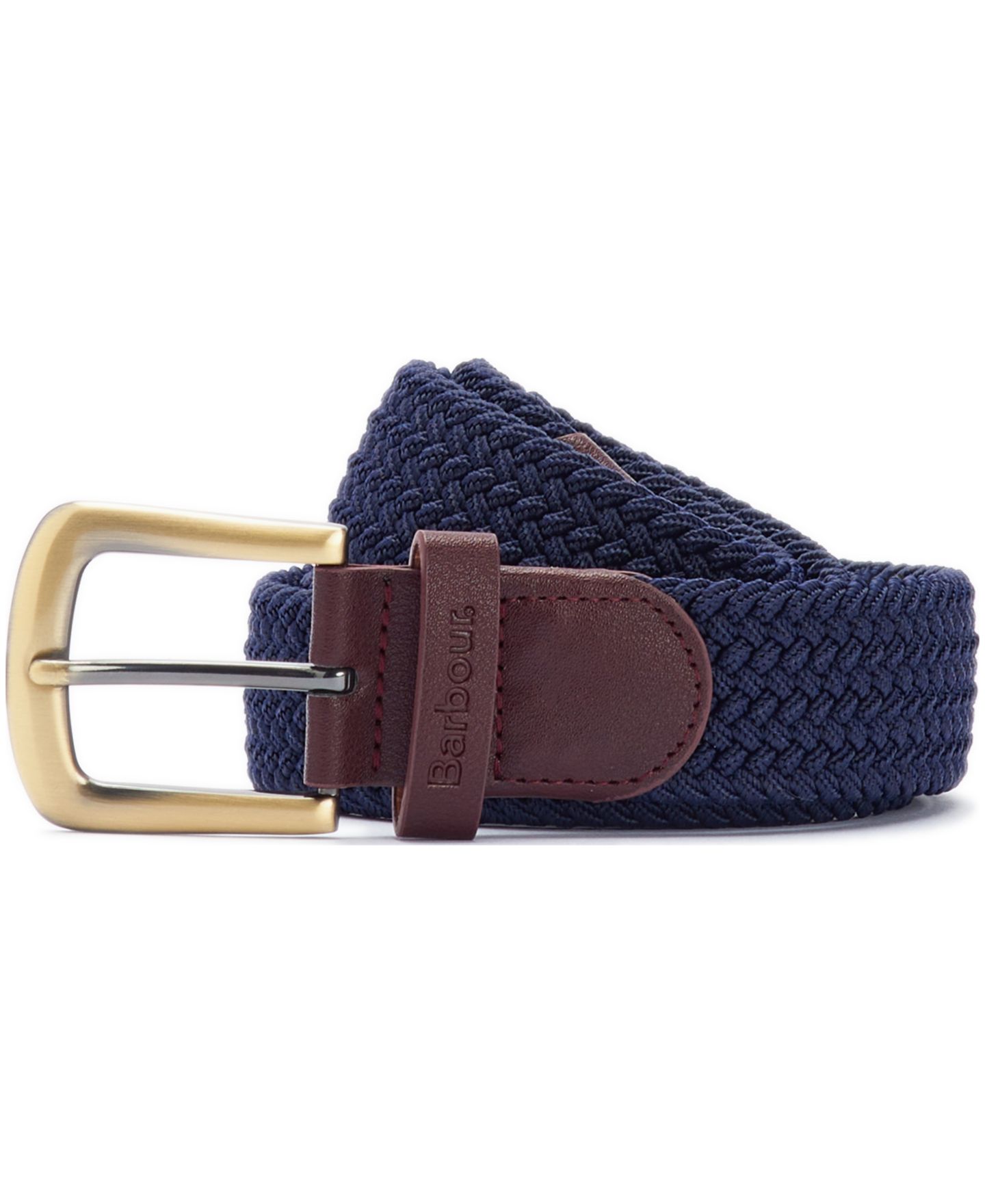 Мужской ремень Barbour Stretch Webbing Belt with Faux-Leather Trim, цвет: Тёмно-синий — фото 1