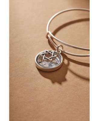 Star Of David Crystal Charm Bangle Bracelet