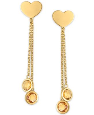 Garnet (4-3/4 ct. t.w.) Polished Heart Drop Earrings in 14k Gold Over Sterling Silver (Also available in Citrine)