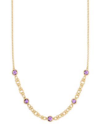 Amethyst (4 ct. t.w.) Station Diamond Cut Circle Necklace in 14k Gold Over Sterling Silver (Also Available in Citrine and Onyx)