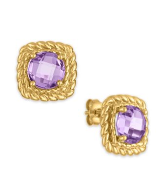 Pink Amethyst (3 ct. t.w.) Braided Stud Earrings in 14k Gold Over Sterling Silver