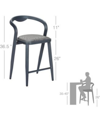 2-Piece Counter Height Bar Stools with Back and Footrest for Indoor and Outdoor Use