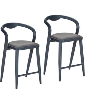 2-Piece Counter Height Bar Stools with Back and Footrest for Indoor and Outdoor Use