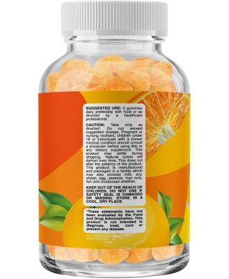 Advanced Vitamin C Gummies for Adults, Orange Flavored Chewable Ascorbic Acid Gummies, Immune Booster and Brain Vitamins Supplement, 60ct