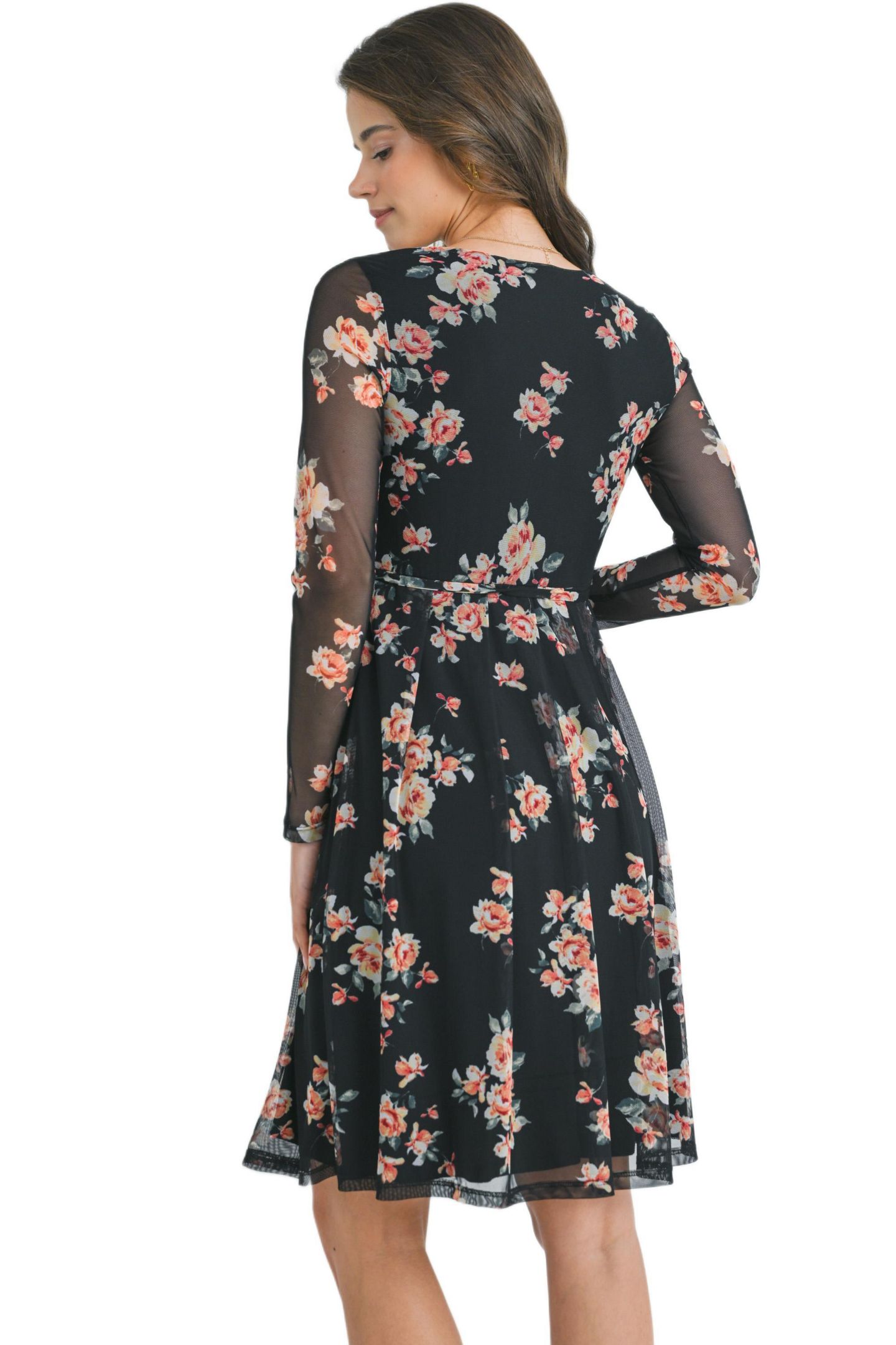 Женское платье Hello Miz Maternity Floral Square Neck Long Sleeve, цвет: Чёрный — фото 2