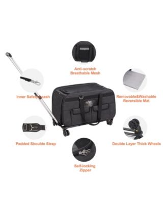 Rolling Pet Carrier with Telescopic Handle, Holds up to 35 lbs., Black