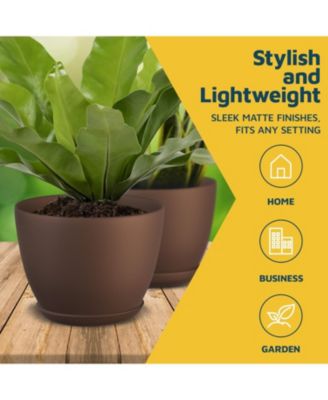 Set of 20 lightweight, durable brown planter pots with drainage holes. Space-saving, versatile, and ideal for indoor/outdoor use