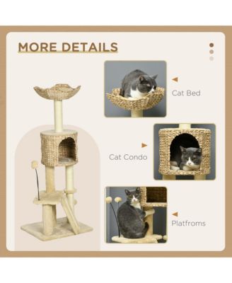 45" Cat Tree with Scratching Posts, Ramp, Condo, Toy Balls