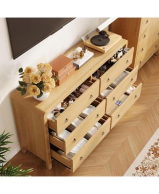 6-Drawer Modern Bedroom Dresser Chest Closet Storage Cabinet Organizer for Bedroom, Living Room, Hallway, Office