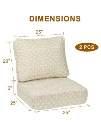 Outdoor Patio Chair Cushions Set, Sunbrella Fabric Weather-Resistant Outdoor Cushion with Individual Pocket Springs, Set of 2