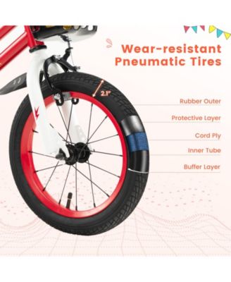 14 Inch Kids Bike with 2 Training Wheels for 3-5 Years Old-Red