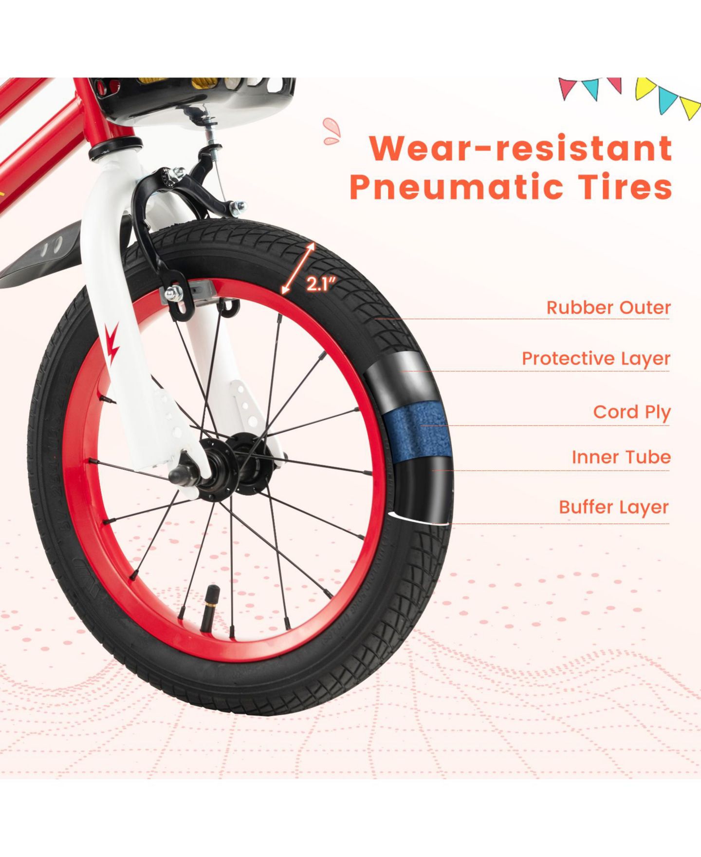 Детская игрушка SUGIFT 14-Inch Kids' Bike with Training Wheels, Adjustable, Ages 3-5, цвет: Красный — фото 6