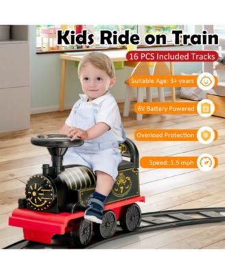 6V Electric Kids Ride On Car Toy Train with 16 Pieces Tracks