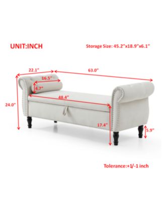 63" Velvet Multi-Use Tufted Sofa Stool