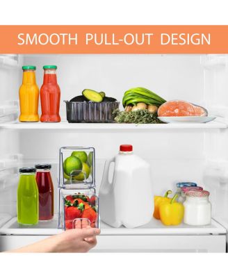 6 Pack Small Clear Stackable Pull Out Refrigerator Organizer Bins -  for Kitchen, Refrigerator, Freezer, Organization and Storage