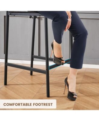 25.2 Inch Modern Counter Height Barstools with Back and Footrest Set of 4 PU Upholstered Barstools