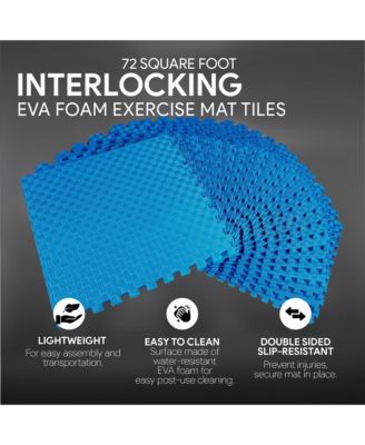 72 Sq Ft Interlocking EVA Foam Exercise Mat Tiles, Blue