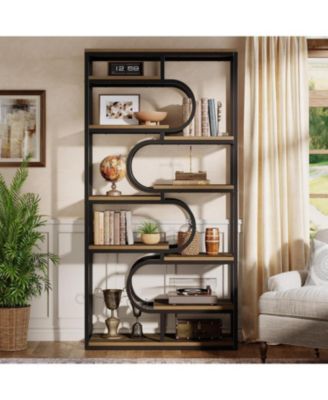 5-Tier Industrial Bookshelf, 71-inch Tall Etagere Bookcase with Heavy-Duty Metal Frame