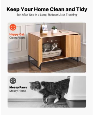 31.5" Wooden Litter Box Enclosure with Scratch Pad & Storage