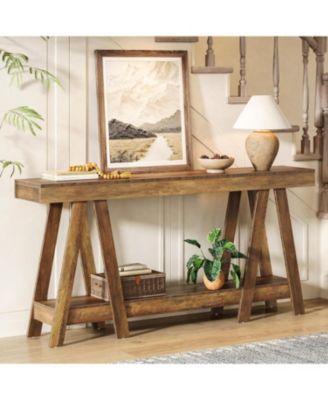 70.87" Farmhouse Console Table, 2-Tier Entryway Accent Table Behind Sofa for Living Room, Entrance, Foyer