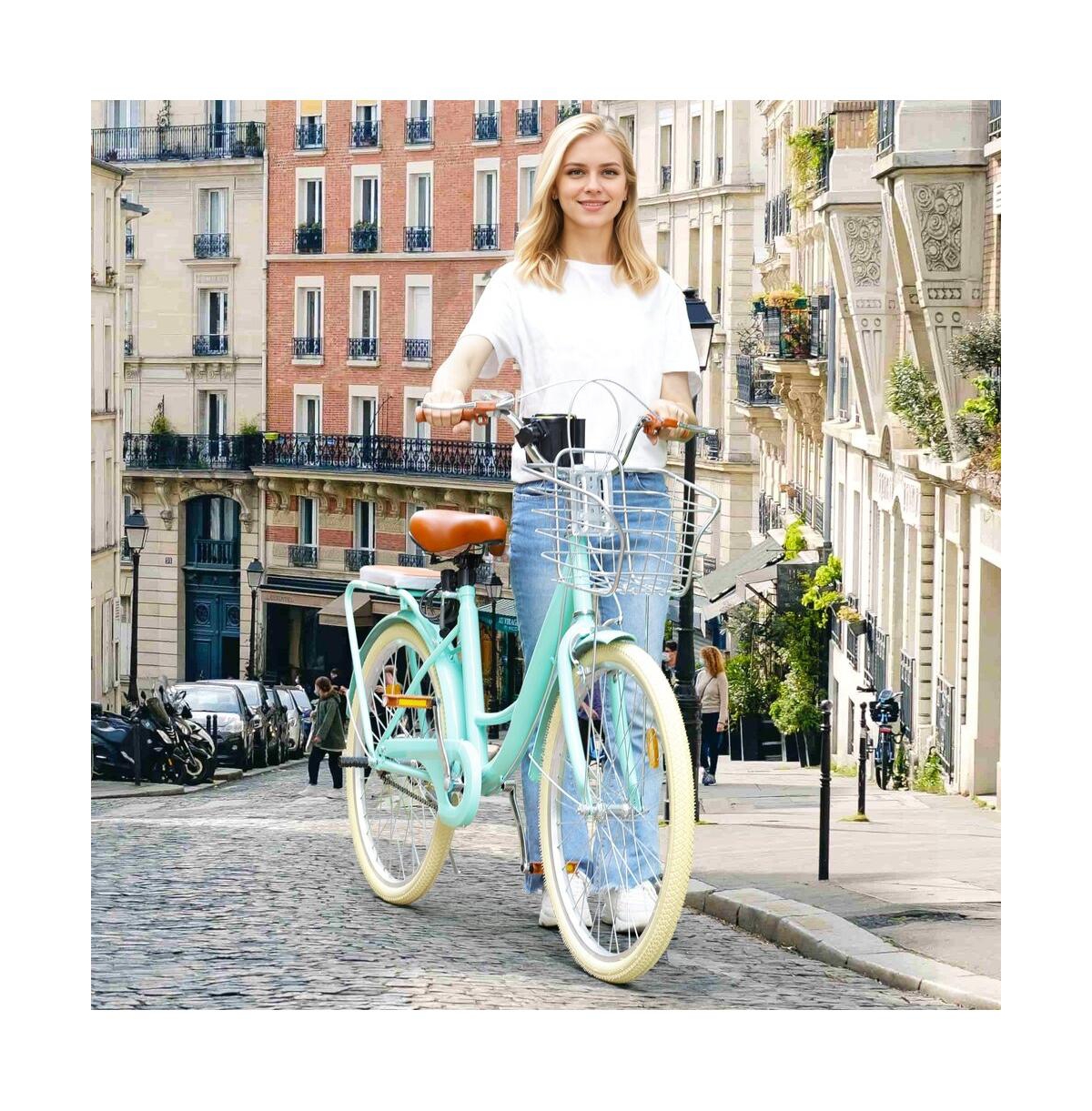 Artudatech 26-Inch Cruiser Bike with Low Step Frame, Passenger Seat & Free Bottle Holder