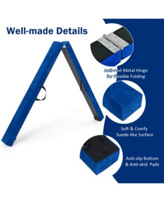7 Feet Folding Portable Floor Balance Beam with Handles for Gymnasts-Blue