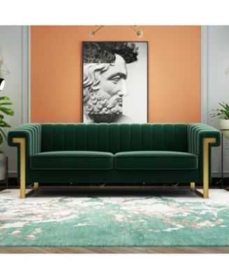 Modern Plush Sofa with Gold Accents Soft, Comfortable, and Stylish