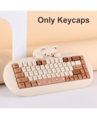 Coffee Cat PBT keycaps set, 152 dye-sub keys with key puller, fits Cherry/Gateron MX mechanical keyboards
