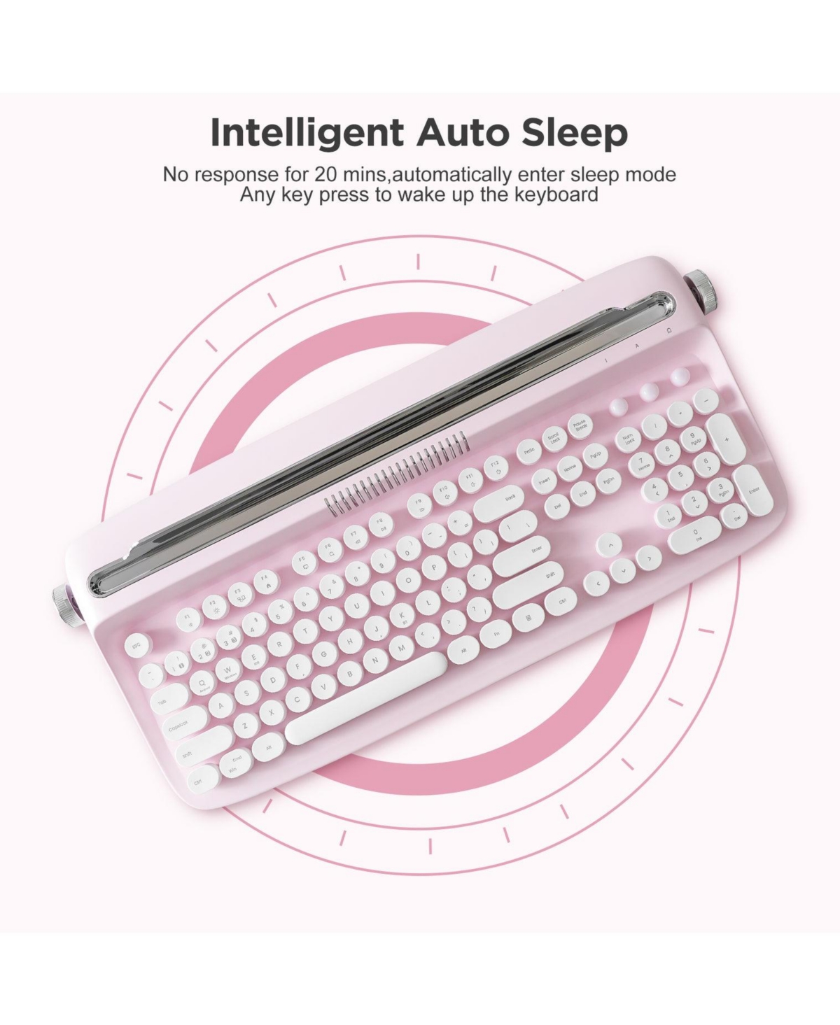 New Actto B503 Wireless Keyboard Retro Bluetooth Aesthetic Typewriter Style Keyboard with Integrated Stand