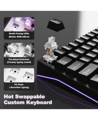 AL65 Wireless Mechanical Keyboard Full Aluminum CNC,Support QMK/VIA Software Gasket Structure,60% Hot Swappable with RGB Backlit BT/2.4G/USB-C