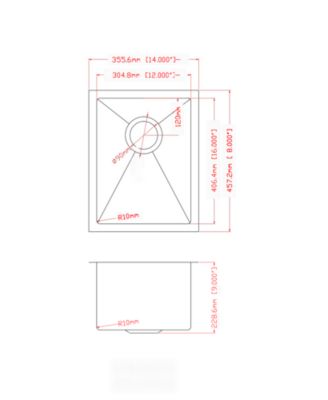 14x18x9inch Undermount Kitchen Sink Single Bowl Stainless Steel 16 Gauge Deep Basin