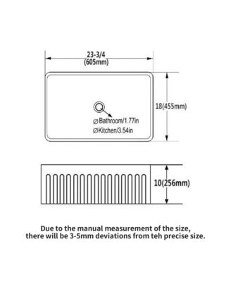 24inch Ceramic Farmhouse Kitchen Sink Single Bowl Rectangular Vessel Apron Front