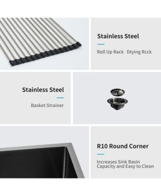 36x21x10inch Gunmetal Black Farmhouse Kitchen Sink Stainless Steel Apron Front 16 Gauge